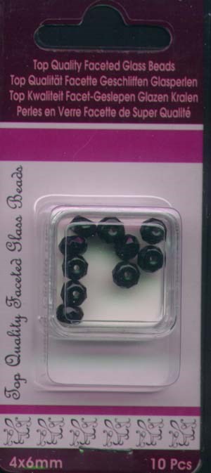 Facetperler hjul sort 4x6mm 10stk